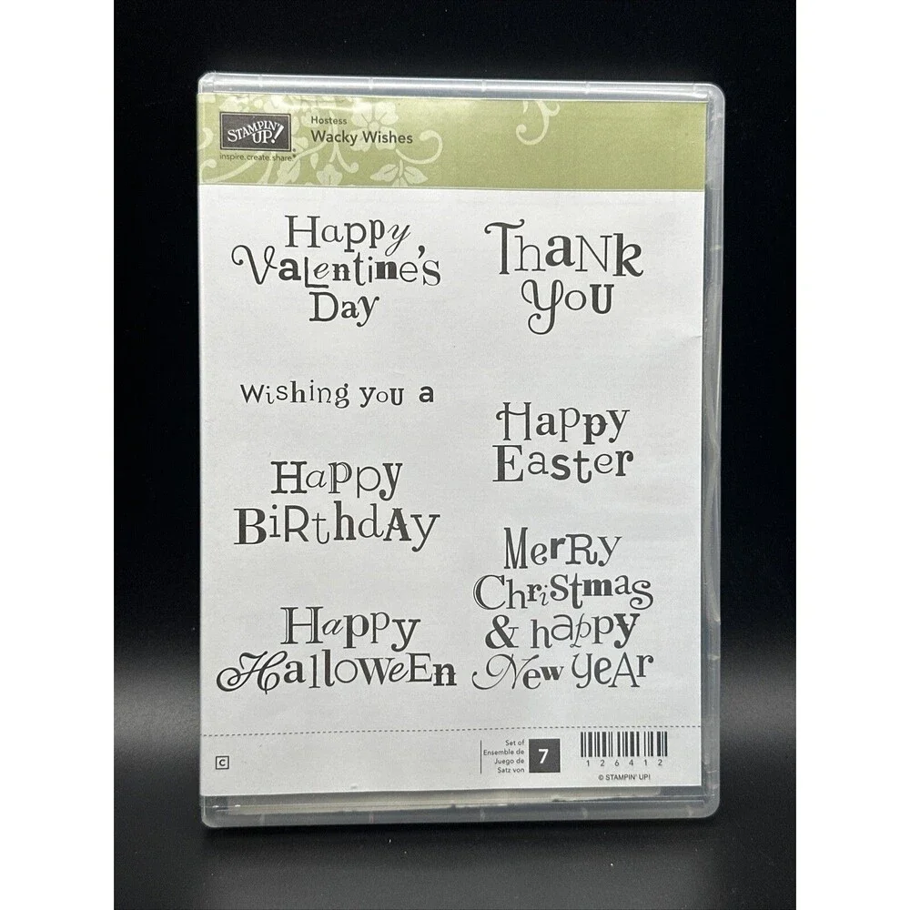 STAMPIN' UP! Wacky Wishes #126412 Stamps Red Rubber Set